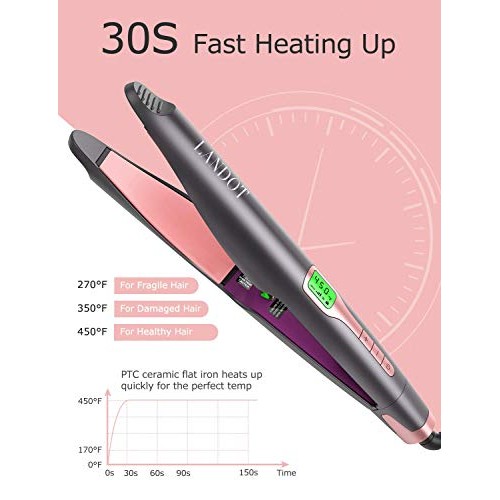 LANDOT Hair Straightener and Curler 2 in 1, Twist Straightening Curling Iron,...