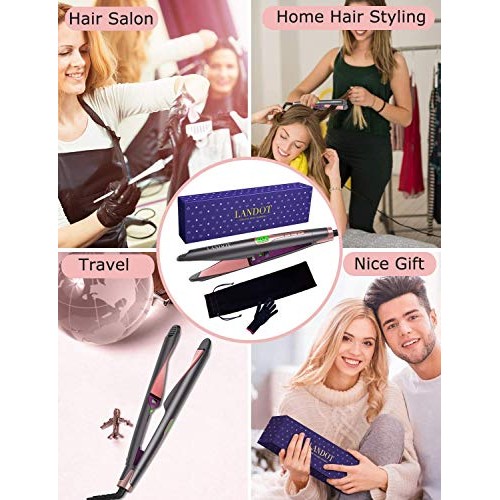 LANDOT Hair Straightener and Curler 2 in 1, Twist Straightening Curling Iron,...