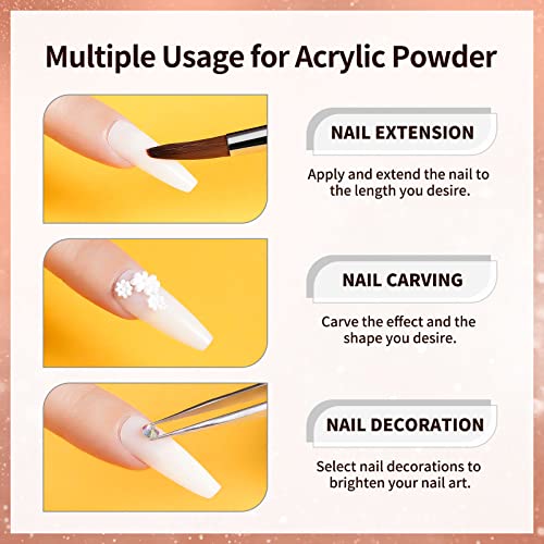 LanFo Acrylic Powder Set 12 Colors Acrylic Nail Powder Kit Nude Brown Orange ...