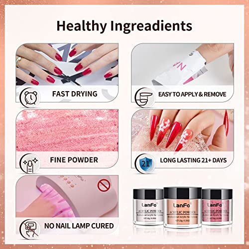 LanFo Acrylic Powder Set 12 Colors Acrylic Nail Powder Kit Nude Brown Orange ...