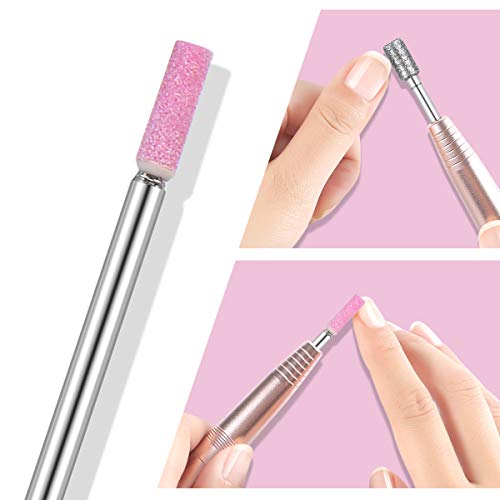 LANSEYQO Diamond Cuticle Nail Drill Bits Set 9Pcs, Rotary Burr Pedicure Tools...
