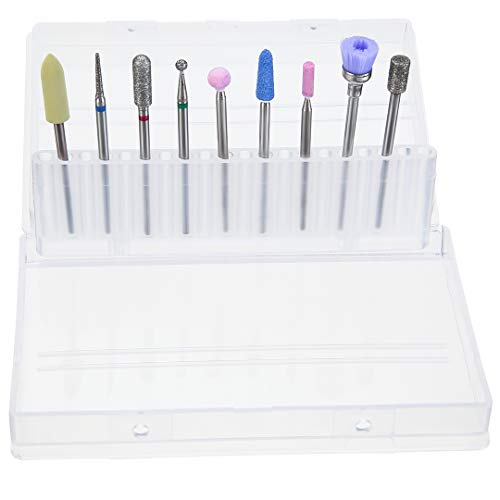 LANSEYQO Diamond Cuticle Nail Drill Bits Set 9Pcs, Rotary Burr Pedicure Tools...
