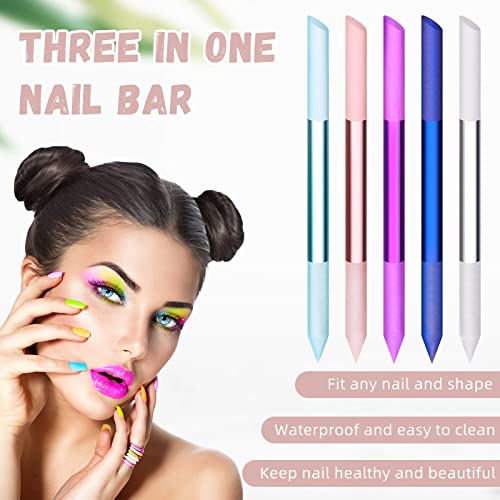 5 Pieces Glass Cuticle Pusher Imitated Crystal Nail Files Double Sided Cuticl...
