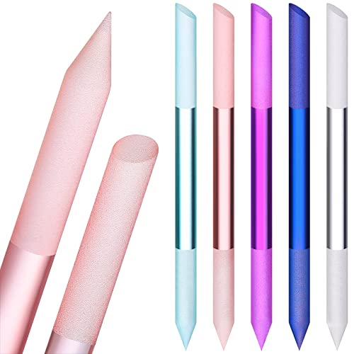 5 Pieces Glass Cuticle Pusher Imitated Crystal Nail Files Double Sided Cuticl...