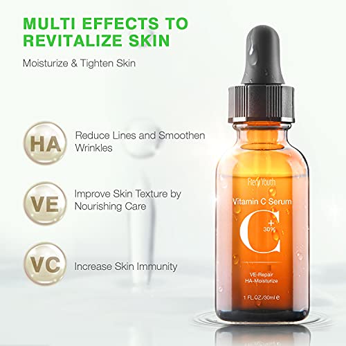 30% Vitamin C Serum with Hyaluronic Acid & VE for Face, Neck and Eye Treatmen...
