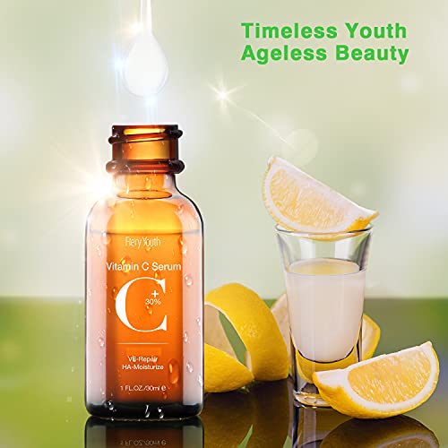 30% Vitamin C Serum with Hyaluronic Acid & VE for Face, Neck and Eye Treatmen...