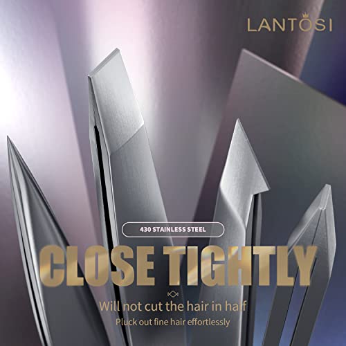 Lantosi Tweezers Set- Eyebrows Tweezers for Women and Men, Lash Tweezers, Pro...