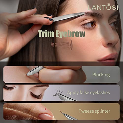 Lantosi Tweezers Set- Eyebrows Tweezers for Women and Men, Lash Tweezers, Pro...