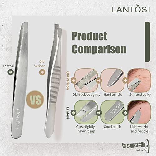 Lantosi Tweezers Set- Eyebrows Tweezers for Women and Men, Lash Tweezers, Pro...