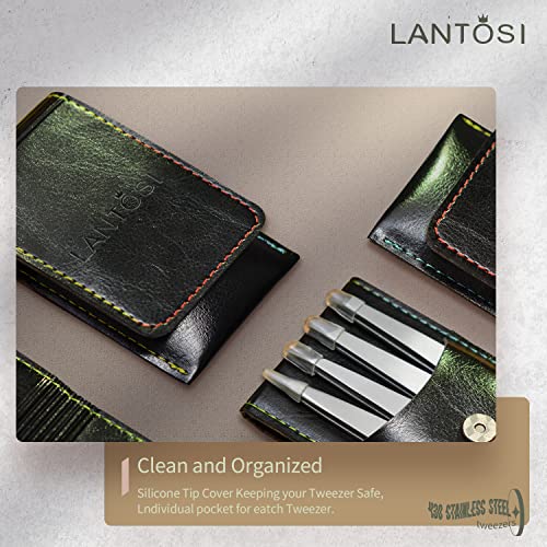 Lantosi Tweezers Set- Eyebrows Tweezers for Women and Men, Lash Tweezers, Pro...