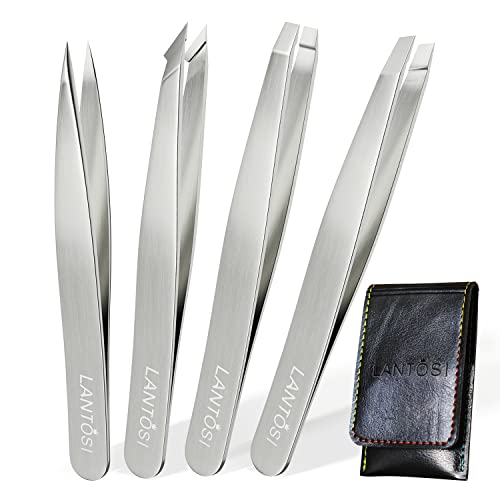 Lantosi Tweezers Set- Eyebrows Tweezers for Women and Men, Lash Tweezers, Pro...