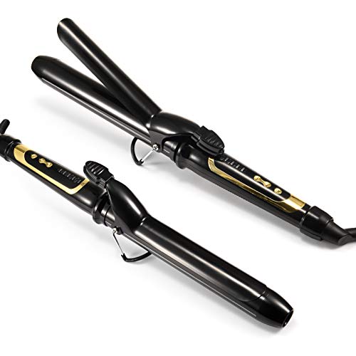 Lanvier 1.25 Inch Clipped Curling Iron with Extra Long Tourmaline Ceramic Bar...