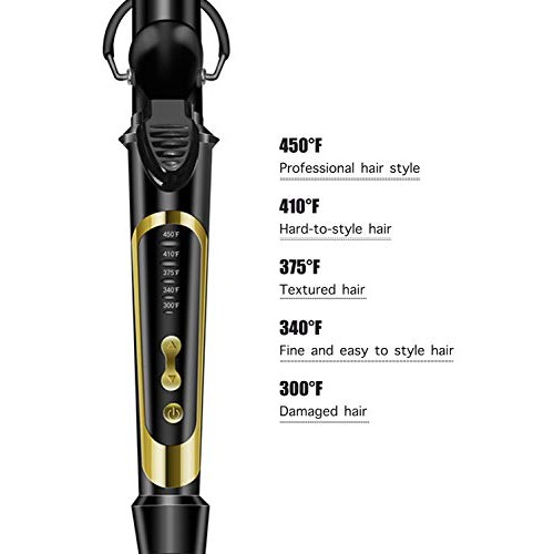 Lanvier 1.25 Inch Clipped Curling Iron with Extra Long Tourmaline Ceramic Bar...