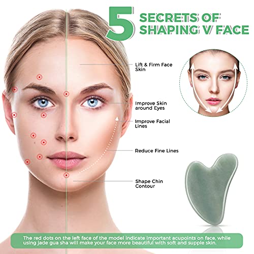 Gua Sha Guasha Facial Tools - Guasha Tool for Face Gua Sha Jade Stone Larbois...