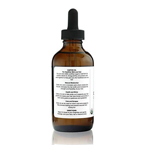 Organic Castor Oil (4 oz.) by L'arcenciel Skincare. 100% Pure and USDA Certif...