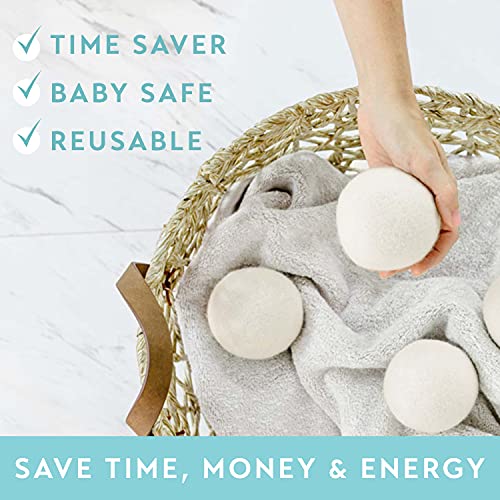 Wool Dryer Balls 6-Pack, XL Size, 100% New Zealand Wool, Reusable and Handmad...