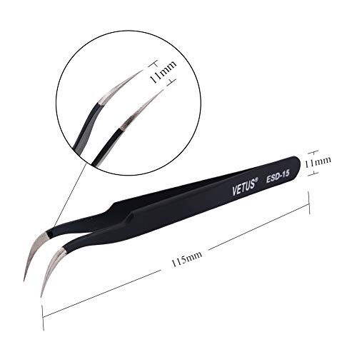 LASHVIEW Vetus Anti-static ESD Curved Pointed Perfect Craft Fine Angled Remov...