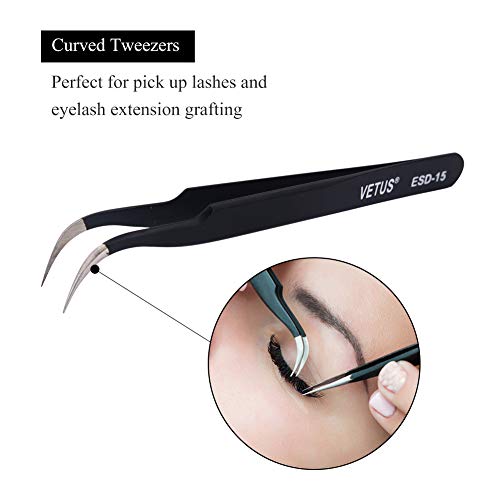 LASHVIEW Vetus Anti-static ESD Curved Pointed Perfect Craft Fine Angled Remov...