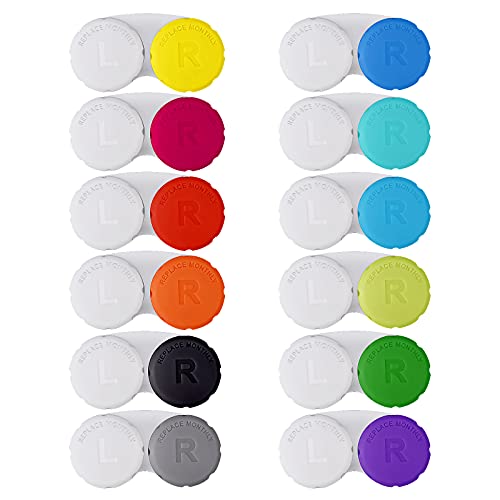 12PCS Colorful Contact Lens Case, Contact Lens Immersion Kit, Leak-Proof Pack...