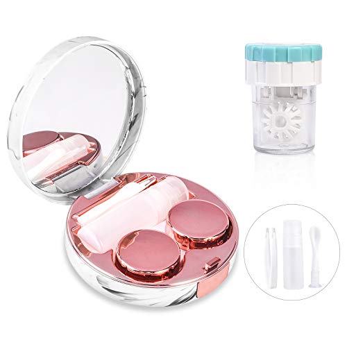 Contact Lens Travel Kit with Cleaner Washer, Portable Contact Box with Mirror...