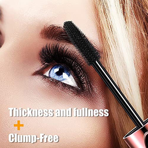 4D Silk Fiber Lash Mascara Black Waterproof with Foldable Eyelash Comb, Hypoa...