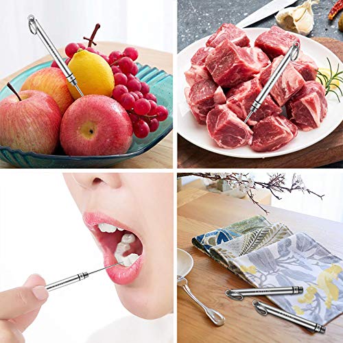 Lattliv Portable Titanium Toothpicks Holder, 2 Pieces Stainless Steel Metal T...