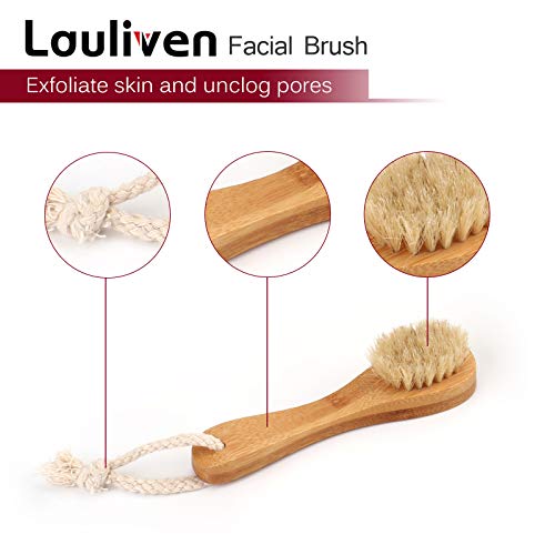 Bath Body Brush Set for Wet or Dry Brushing - Natural Detoxifying Facial Brus...