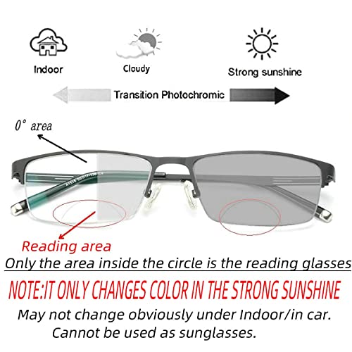 Men's Bifocal Reading Glasses Business Sun Photochromic Lens Metal Frame 2020...