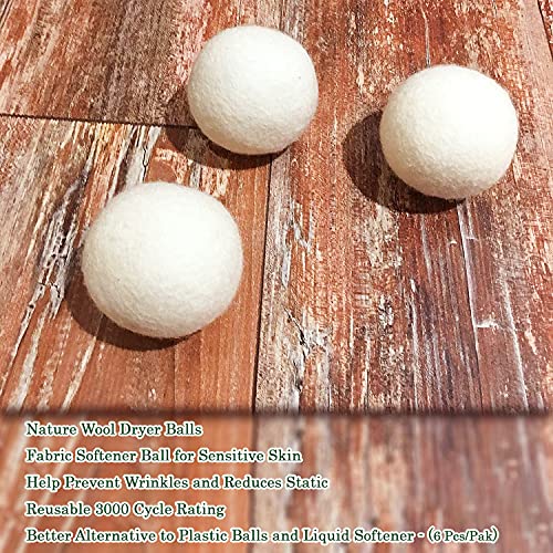Lauterye Wool Dryer Balls 6-Pack, Reusable Natural Fabric Softener, 100% Made...