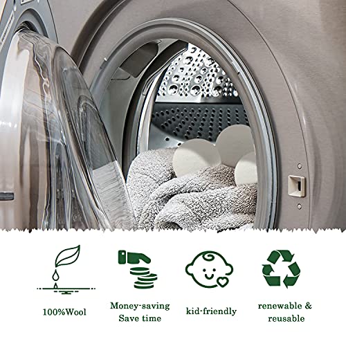 Lauterye Wool Dryer Balls 6-Pack, Reusable Natural Fabric Softener, 100% Made...
