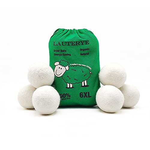 Lauterye Wool Dryer Balls 6-Pack, Reusable Natural Fabric Softener, 100% Made...