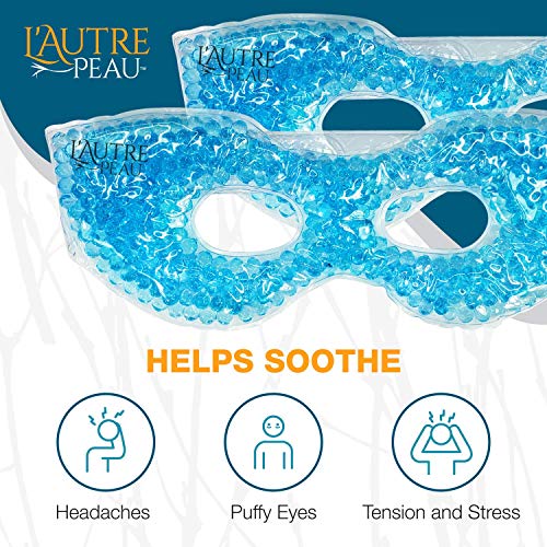 USA Merchant - 2 Redesigned Therapeutic Spa Gel Bead Eye Masks - Hot/Cold Reu...