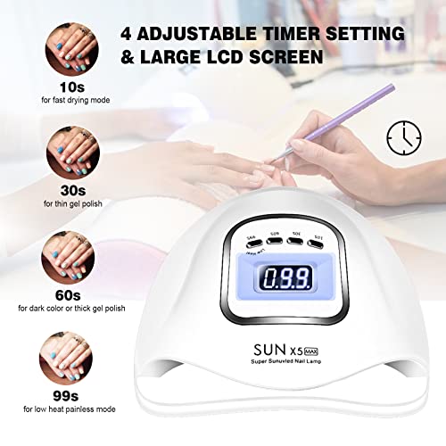 150W UV LED Nail Lamp, Professional Nail Dryer Gel Nail Polish Fast Curing Li...