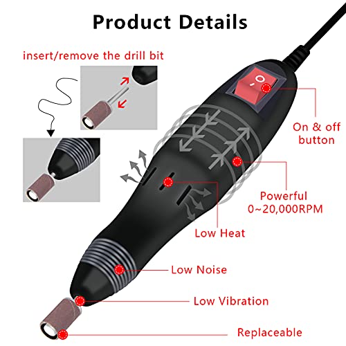 Professional Electric Nail Drill Machine Nails File Manicure Set Low Noise Vi...