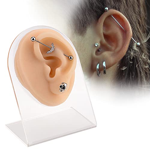 LaVeesis Silicone Ear Model (Right) with Acrylic Stand, Flexible Ear Mold for...