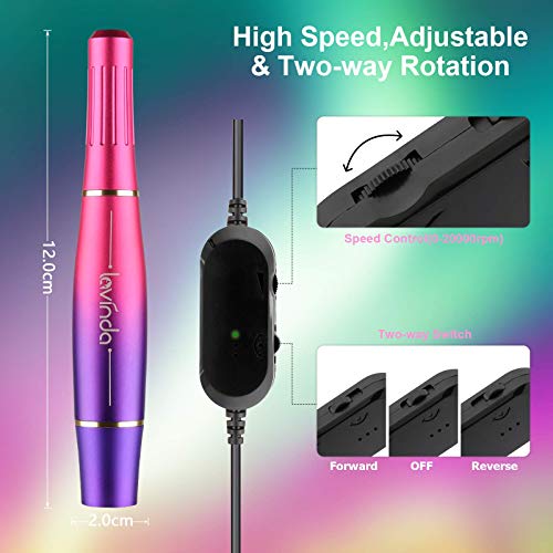 Electric Nail Drill Machine Kit, Lavinda Aurora Portable Upgraded USB Efile S...