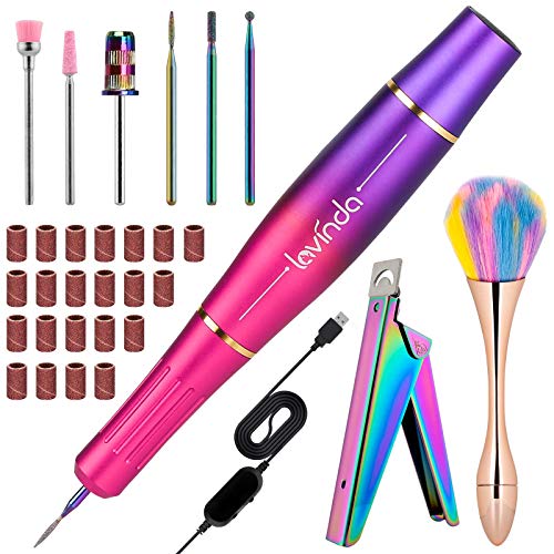 Electric Nail Drill Machine Kit, Lavinda Aurora Portable Upgraded USB Efile S...