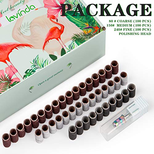 Lavinda Sanding Bands Nail Drill Bits 300Pcs Grits Electric File Nail Sanders...