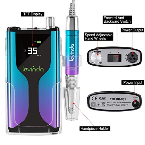 Professional Rechargeable Nail Drill Machine, Lavinda Cordless 35,000RPM Skys...