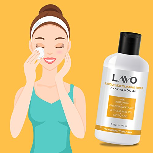 Glycolic Acid Toner 10% by LAVO - Facial Astringent for Oily, Problem, & Acne...
