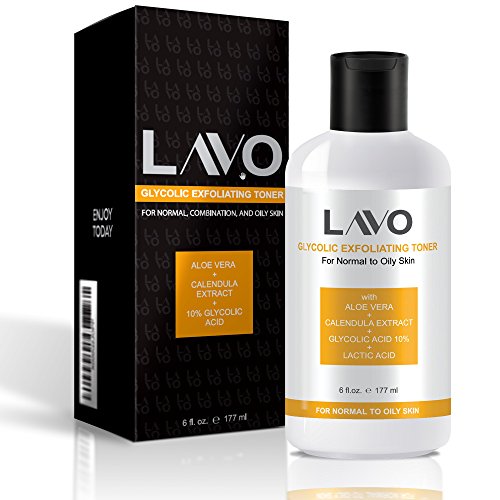 Glycolic Acid Toner 10% by LAVO - Facial Astringent for Oily, Problem, & Acne...