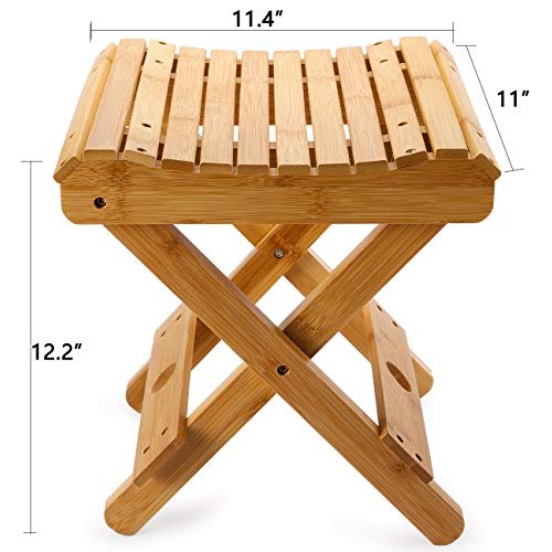Lawei Bamboo Folding Step Stool - 12 Inch Bamboo Shower Bench Stool Spa Bath ...