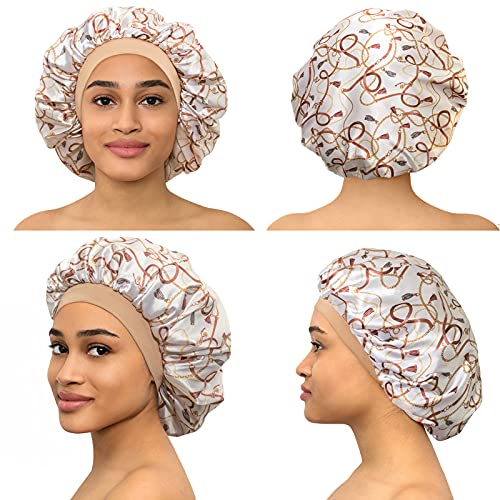 Satin Bonnet Adjustable Head Size Sleep Silk Bonnet for Women & Men Double La...
