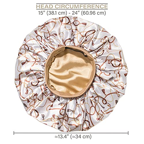 Satin Bonnet Adjustable Head Size Sleep Silk Bonnet for Women & Men Double La...