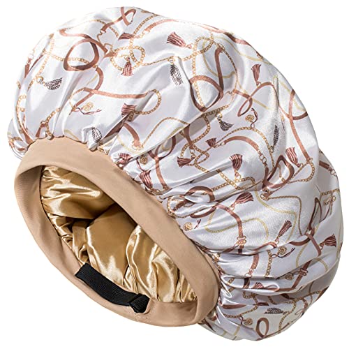 Satin Bonnet Adjustable Head Size Sleep Silk Bonnet for Women & Men Double La...