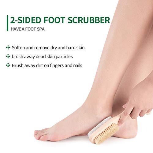 LAYUKI Body Brush for Dry or Wet Brushing and 2-sided Foot File Scrubber Set,...