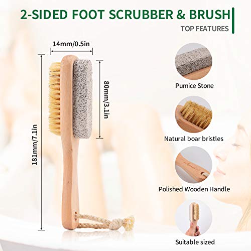 LAYUKI Body Brush for Dry or Wet Brushing and 2-sided Foot File Scrubber Set,...