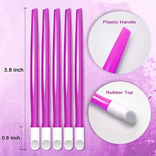 Laza 100 Pcs Plastic Handle Cuticle Pusher Rubber Tipped Nail Cleaner Manicur...