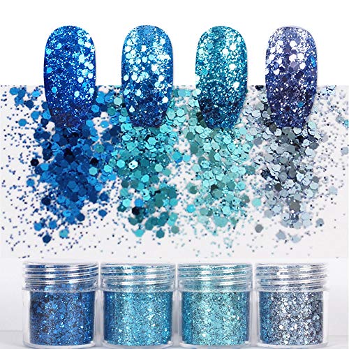 Laza 12 Colors Glitter Nail Art Acrylic Nails Powder Mixed Sequins Iridescent...