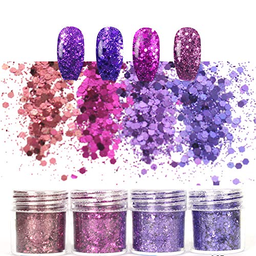 Laza 12 Colors Glitter Nail Art Acrylic Nails Powder Mixed Sequins Iridescent...